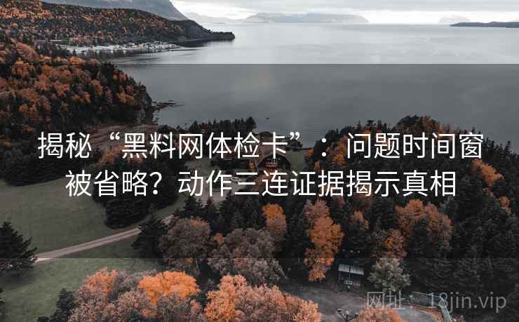 揭秘“黑料网体检卡”：问题时间窗被省略？动作三连证据揭示真相