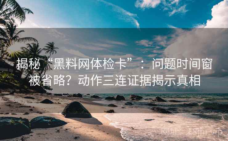 揭秘“黑料网体检卡”：问题时间窗被省略？动作三连证据揭示真相